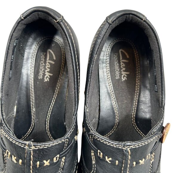Clarks Sixty Delta Black Bendables Leather Slip-On Loafers Shoes Size 7.5W - Picture 8 of 11